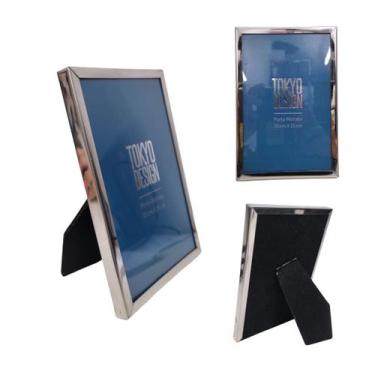 Imagem de Porta Retrato Luxe 10x15 Tokyo Design Moldura Com Inox Vidro, Prata