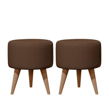 Imagem de Kit 02 Puff Redondo Estofado Decorativo Banqueta Para Apoio Dos Pés