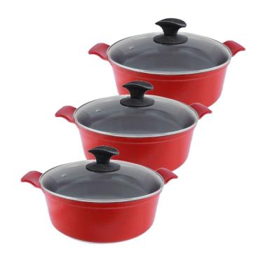 Imagem de Jogo Panela Vermelha Antiaderente Cerâmica Javali Aa 26 A 30