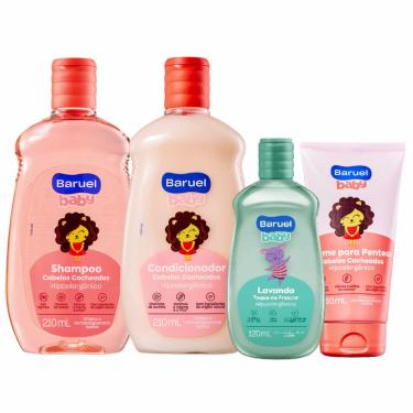 Imagem de Shampoo e Condicionador + Creme para Pentear Baruel Baby Cabelos Cacheados + Colônia Toque de Lavanda