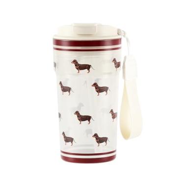 Imagem de Xícara de café de aço inoxidável 304 de 500 ml, 304ss, caneca de café Tritan, copo de café de aço inoxidável isolado, copo de café gelado reutilizável, caneca de viagem de café quente com canudo