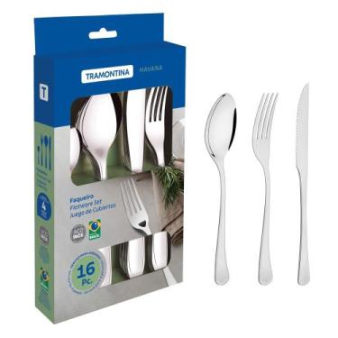 Imagem de Faqueiro aço inox com faca para churrasco 16 pç - Tramontina