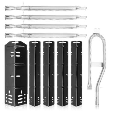 Imagem de Peças de reposição de grelha para Dyna-Glo DGH474CRP, DGH485CRP, DGH483CRP, escudo térmico de aço de porcelana para churrasqueira Dyna-Glo 5, Dyna-Glo 4 queimadores DGH450CRP, placa de calor e kit de