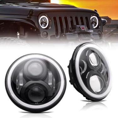 Imagem de LLPTA 2 peças de projetor de LED halógeno redondo DOT de 17,8 cm H4, kit de conversão de feixe selado Hi/Lo - compatível com Jeep Wrangler JK JKU TJ LJ - para modelos com 6012 6014 6015 H6017 H6024