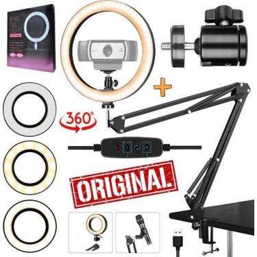 Imagem de Ring Light Aro Luz de Led Iluminador Hing + Suporte Mesa Pedestal Banc