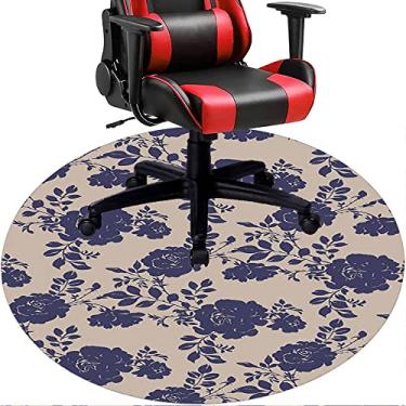Imagem de Tapete de cadeira de escritório com flores, textura de flor, tapete de cadeira de mesa para piso de madeira de escritório em casa, protetor de piso de pilha baixa, redondo de 91 cm