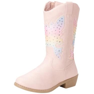 Imagem de Bota caubói Kensie Girl infantil ocidental (bebê, criança pequena, criança grande), Multi Pink Studs, 12 Little Kid
