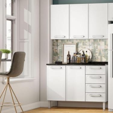 Imagem de Cozinha Compacta em Aço 5 Portas 4 Gavetas Gourmet Bertolini - Branco
