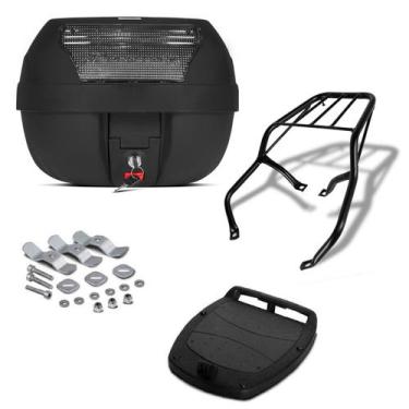 Imagem de Baú Bauleto para Moto 28 Litros Pro Tork + Bagageiro, CRISTAL, BIZ 125