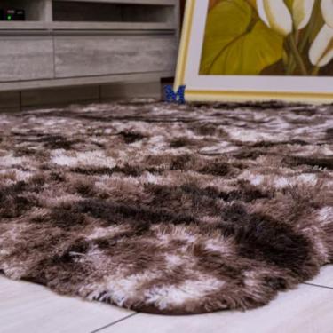 Imagem de Tapete Decorativo Peludo Sala Quarto Estampado Veludo Macio 100x140cm Confortável e Elegante(marrom mesc;)