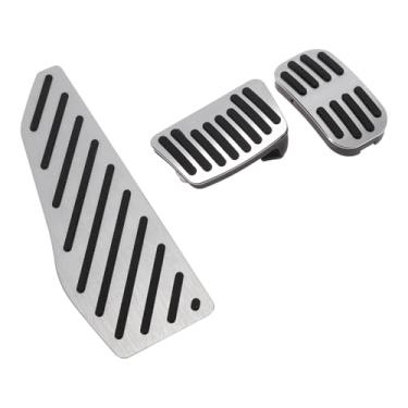 Imagem de TUCKBOLD 3 peças de almofadas automáticas para pedal de pedal de pedal de acelerador de pé para Toyota Corolla Cross 2018-2024 liga de alumínio tom prateado