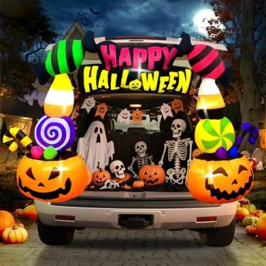 Imagem de Kalolary Decoração animada de jardim assombrado com arco de abóbora inflável de 188 cm para festas internas ao ar livre, jardins