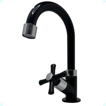 Imagem de Torneira Bancada Pia Banheiro Preta Lavatório Abs Inox 1 4 De Volta C3