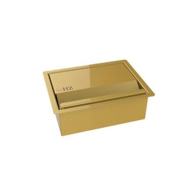 Imagem de Porta Esponja Inox Com Dourado Tampa Embutir Granito 19,8cm - HZ
