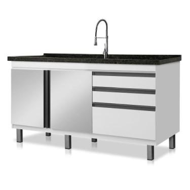 Imagem de Gabinete de Cozinha Espelhado Vitória para Pia de 1,44 m - Boatto Móve