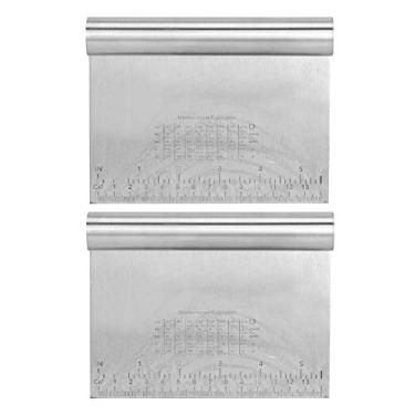Imagem de YOUTHINK 2pcs Cortador de Massa de Aço Inoxidável, Com Medida, Raspador de Massa para Cortar Macarrão, Bolo, Massa Em Movimento, Pão, Pizzaria, Coletando Alimentos, Superfície de