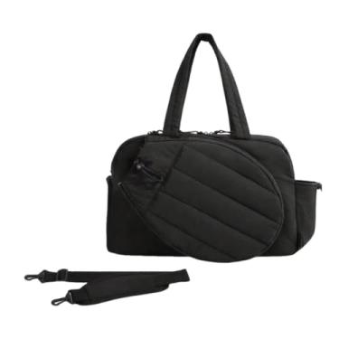 Imagem de KiBcsLic Bolsa de tênis feminina para academia, leve, com compartimento para sapatos e bolso para roupas molhadas, bolsa de tênis feminina para pernoite e fim, Preto