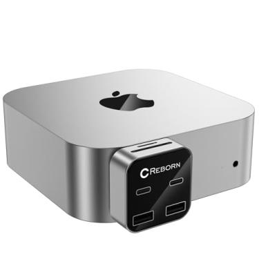 Imagem de Mac mini M4 Dock | Mini Hub Mac de 6 portas com adaptadores duplos de 10 Gbps, 2 x 10 G USB-C, 2 x 10 G USB-A/SD TF 3.0 leitor de cartão | Transferência de dados de alta velocidade e conectividade de