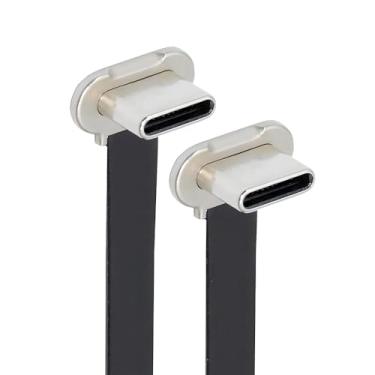 Imagem de NFHK Cabo de dados USB-C tipo C para USB-C ultrafino, plano de alimentação USB2.0, 65 W, carregamento rápido para laptop, tablet, telefone (15 cm)