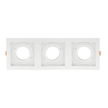 Imagem de Spot de Embutir Quadrado Recuado Triplo Par 20 Direcionável Branco