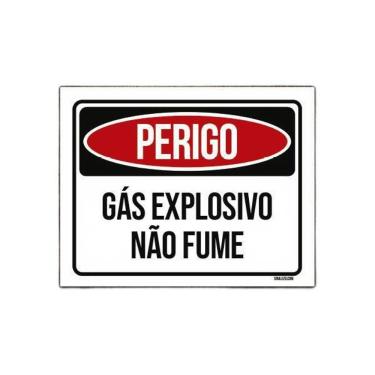 Imagem de Placa Perigo Gás Explosivo Não Fume 18X23