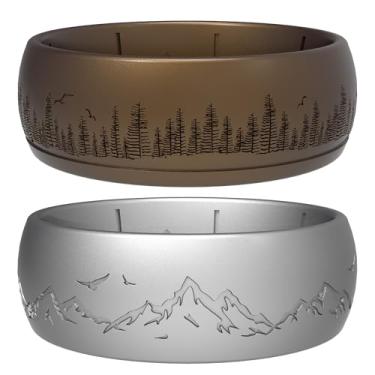 Imagem de icooci Aliança de casamento de silicone para homens, pulseira de borracha respirável para estilo de vida ativo, flexível e seguro, ajuste confortável, ideal para academia, trabalho, esportes, ao ar