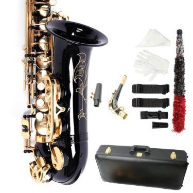 Imagem de Kit completo de saxofone alto Ktaxon Drop E Brass Sax com estojo