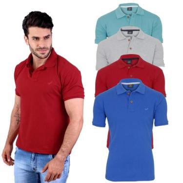 Imagem de Kit 4 Camisa Polo Masculina Piquet - Daze Modas, Cinza  Azul Royal Ver