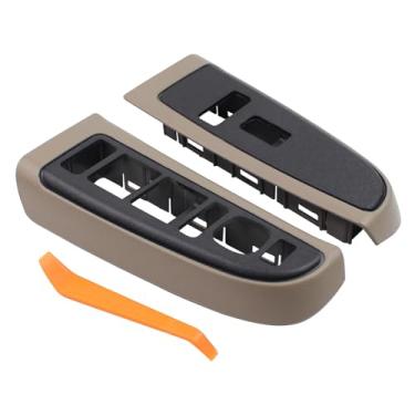 Imagem de MOTOKU Moldura de interruptor de janela lateral do motorista e do passageiro médio neutro para Chevy Avalanche 2004-06, Silverado 1500 2500HD 3500 HD GMC Sierra 4 portas 2003-06, Silverado Sierra