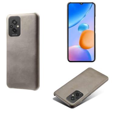 Imagem de Capa para Xiaomi Redmi 11 Prime 4G,Proteção contra quedas,Casca de volta de cor sólida simples,Design de couro de imitação de plástico-Gray