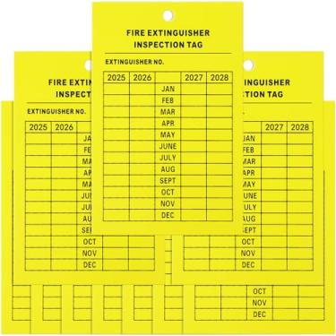 Imagem de 50 etiquetas mensais de inspeção de extintor de incêndio para registro de manutenção de 4 anos, etiqueta de registro de recarga e inspeção de extintor de incêndio para extintores de incêndio internos