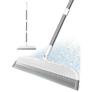 Imagem de Rodo de chão e vassoura de silicone TidyTale, cabo longo, branco