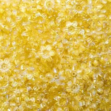 Imagem de Passante Flor Acrílico Amarelo Irisado 6 Pétalas 13mm 200pçs 60g - Mac
