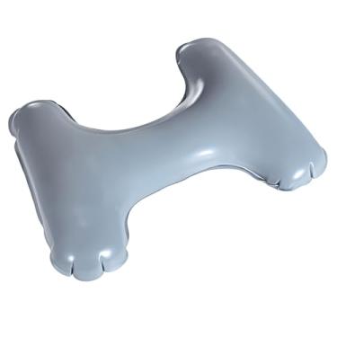 Imagem de Travesseiro de Viagem Inflável Anatômico Aveludado para Pescoço e Lombar Portátil 43x32x11cm