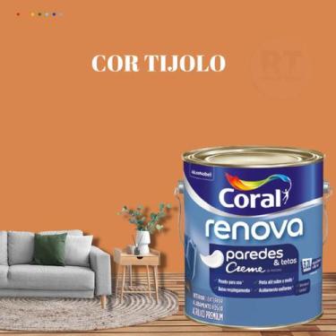 Imagem de Tinta Para Parede Acrílica Coral Renova Cor Laranja 3,2l Lavável Premi