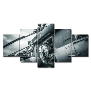 Imagem de Arte de parede em tela para sala de estar, decoração moderna, militar, soldado se prepara para pular de um helicóptero, pôsteres impressos em HD, arte para quarto, escritório, pintura de parede, fotos