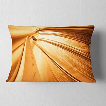 Imagem de Designart Fractal 3D marrom listrado, contemporâneo, sala de estar, sofá, almofada + capa de almofada impressa em ambos os lados 30,5 x 50,8 cm