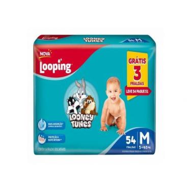 Imagem de Fralda looping looney tunes hiper nova m 54 unidades