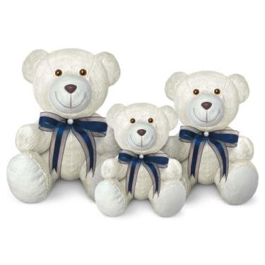 Imagem de Trio De Ursinhos De Pelúcia Articulado Decoração Com Laço 15, 20 e 25c