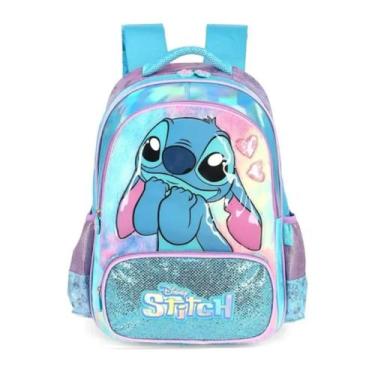 Imagem de Mochila De Costas Stitch Em Relevo Com Glitter e Pelúcia Luxcel - Luxc