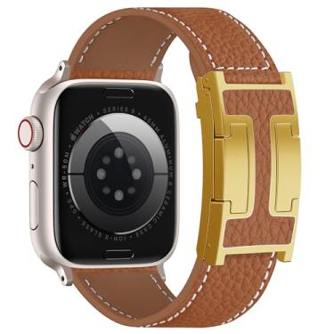 Imagem de Charlam Pulseira magnética de couro compatível com Apple Watch Series SE/10/9/8/7/6/5/4/3/2/1/Ultra 2 de 40 mm, 41 mm, 41 mm, 42 mm, 45 mm, 46 mm, 49 mm, 40 mm, 41 mm, 41 mm, 40 mm, 41 mm, 42 mm, 40