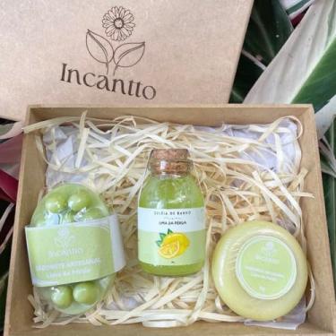 Imagem de Kit Presente Sabonetes Artesanais, 3 itens + toalhinha (lima da pérsia)