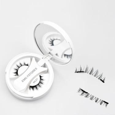 Imagem de EMILYSTORES Conjunto de cílios magnéticos de aparência natural, cílios magnéticos reutilizáveis com aplicador, sem necessidade de cola, kit de extensões de cílios 1 peça (ML07)