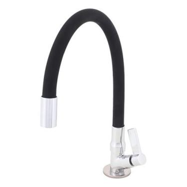 Imagem de Torneira Cozinha Bica Alta Flex Cromada/Preta Delinia