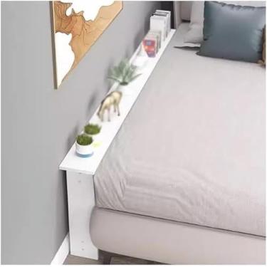 Imagem de Mesa De Console De Madeira Maciça, Mesas De Sofá Atrás Do Sofá, Mesa De Entrada, Prateleira Atrás Da Cama, Mesa Final, White, 150x10x65cm