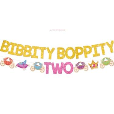 Imagem de Bibbity Boppity Two Banner - Bippity Boppity Duas decorações de aniversário para artigos de festa de 2º aniversário Glitter