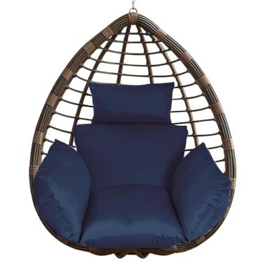Imagem de Zorpupoa Almofada para cadeira de ovo, almofada de assento de rede de cesta suspensa, almofada grossa e macia para cadeira com encosto de cabeça para móveis de varanda e pátio ao ar livre
