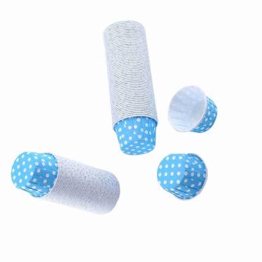 Imagem de HEEPDD Copos de Assadeira, Forros de de Bolinhas, Embalagens de Cupcakes Coloridas de 100 Contagens para Festas, Casamentos e Cozimento Cotidiano (Blue Polka Dots)