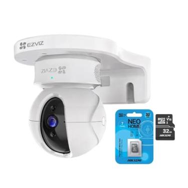 Imagem de Kit Câmera de Segurança Wi-Fi TY1 Pan-Tilt 360° Full HD com Suporte + MicroSD 32GB