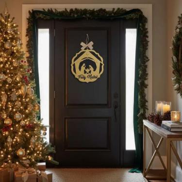 Imagem de Guirlanda Decoração de Natal Luxo Nascimento Do Menino Jesus Presépio 